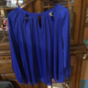 Royal blue blouse with metal clasp in the back